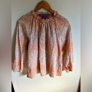 Raquel Allegra Liberty Fabric Crew Mock Neck Prairie inspired blouse